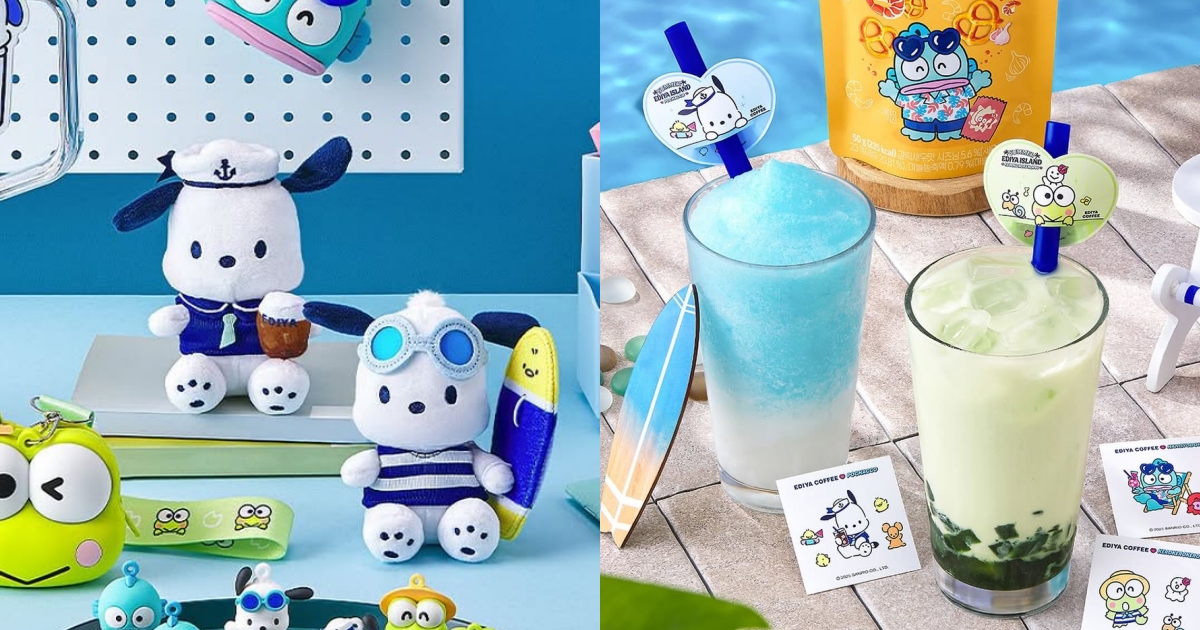 韓國Ediya Coffee跟三麗鷗聯名了！超可愛「大眼蛙哈密瓜拿鐵、船長帕恰狗玩偶」聯名飲品周邊一次看！