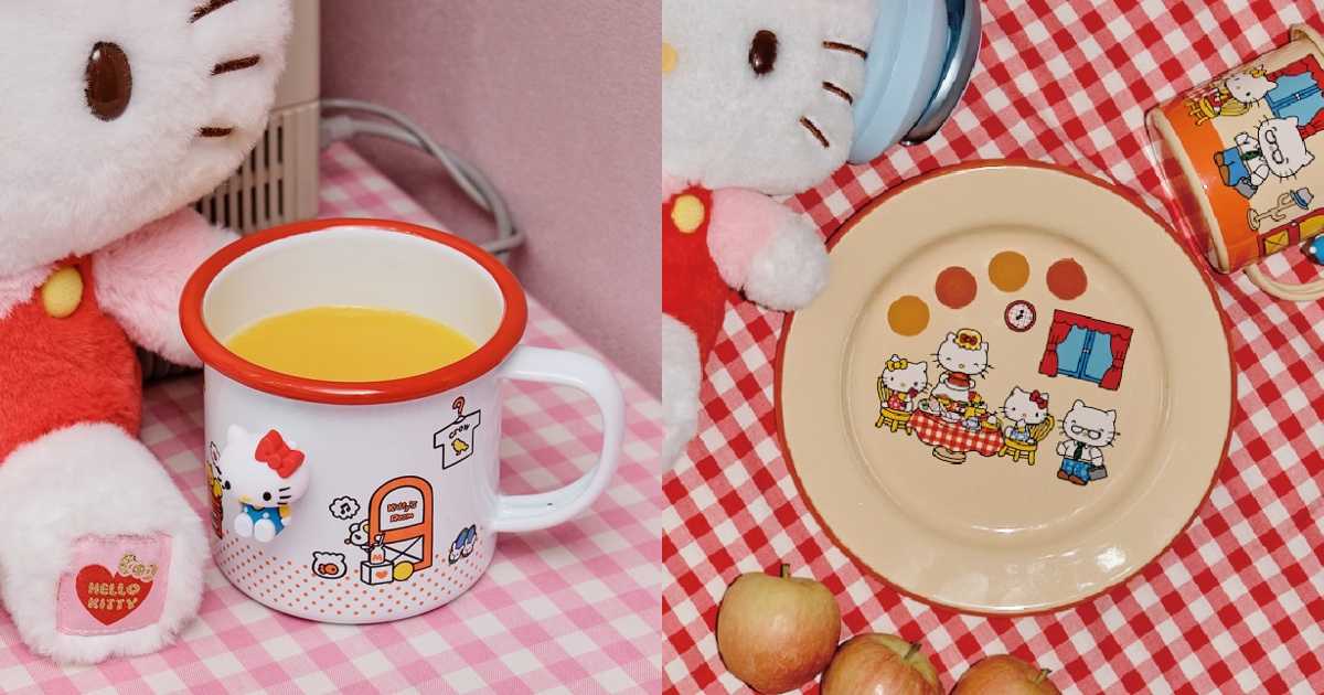 可愛發瘋！韓國開賣Hello Kitty聯名餐具、「呆萌Kitty磁鐵+馬克杯&奶油黃盤子」韓妞都在搶！