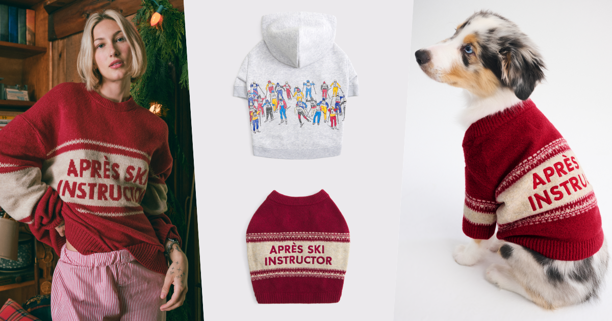 要被可愛暈！Abercrombie & Fitch也加入寵物裝戰場！紅色毛衣超Q、聖誕節就和毛孩一起穿！