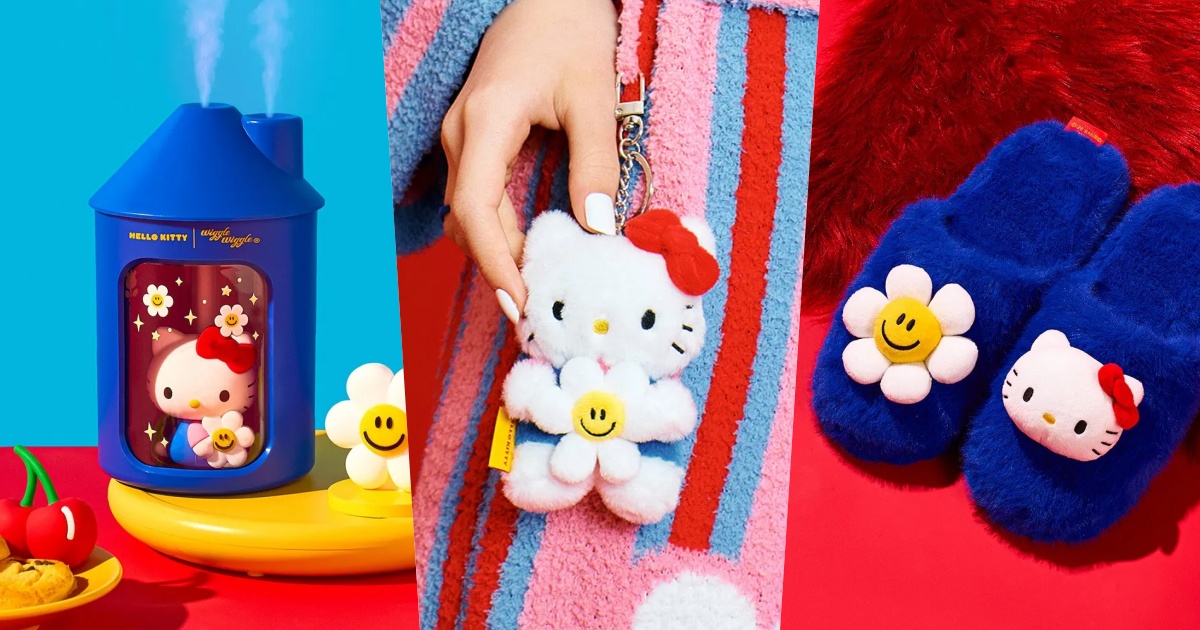 Hello Kitty跟韓國潮牌聯名啦！超可愛「抱小花凱蒂貓鑰匙圈、大頭Kitty毛絨拖鞋」全都太想買！